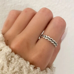 925 Sterling Silver Minimalist Ring Thin Chain Link Ring Dainty Ring